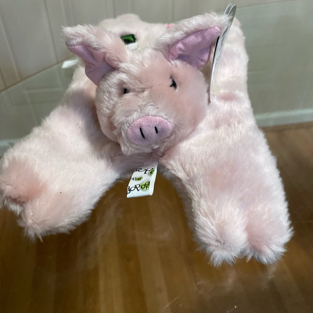 goDog Chew Guard  Technology Pink Pig 14” Plush Dog Toy with Squeaker